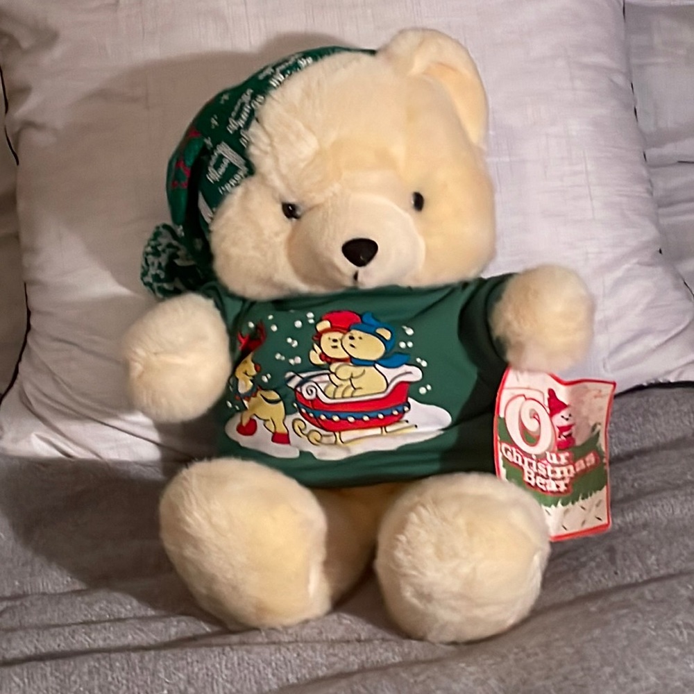 Vintage 1988 KMART Christmas bear, 20” with tag